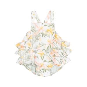 NWT Angel Dear Island Floral Ruffle Organic Cotton Muslin Sunsuit 18-24 Months